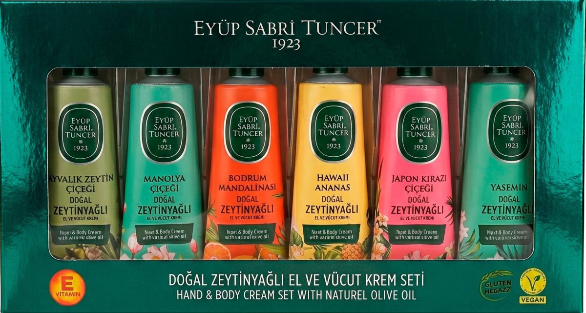 Set de 6 cremas – Aromas con aceite de oliva – 50 ml c/u – Loción corporal natural Eyüp Sabri Tuncer – Grupo DoL
